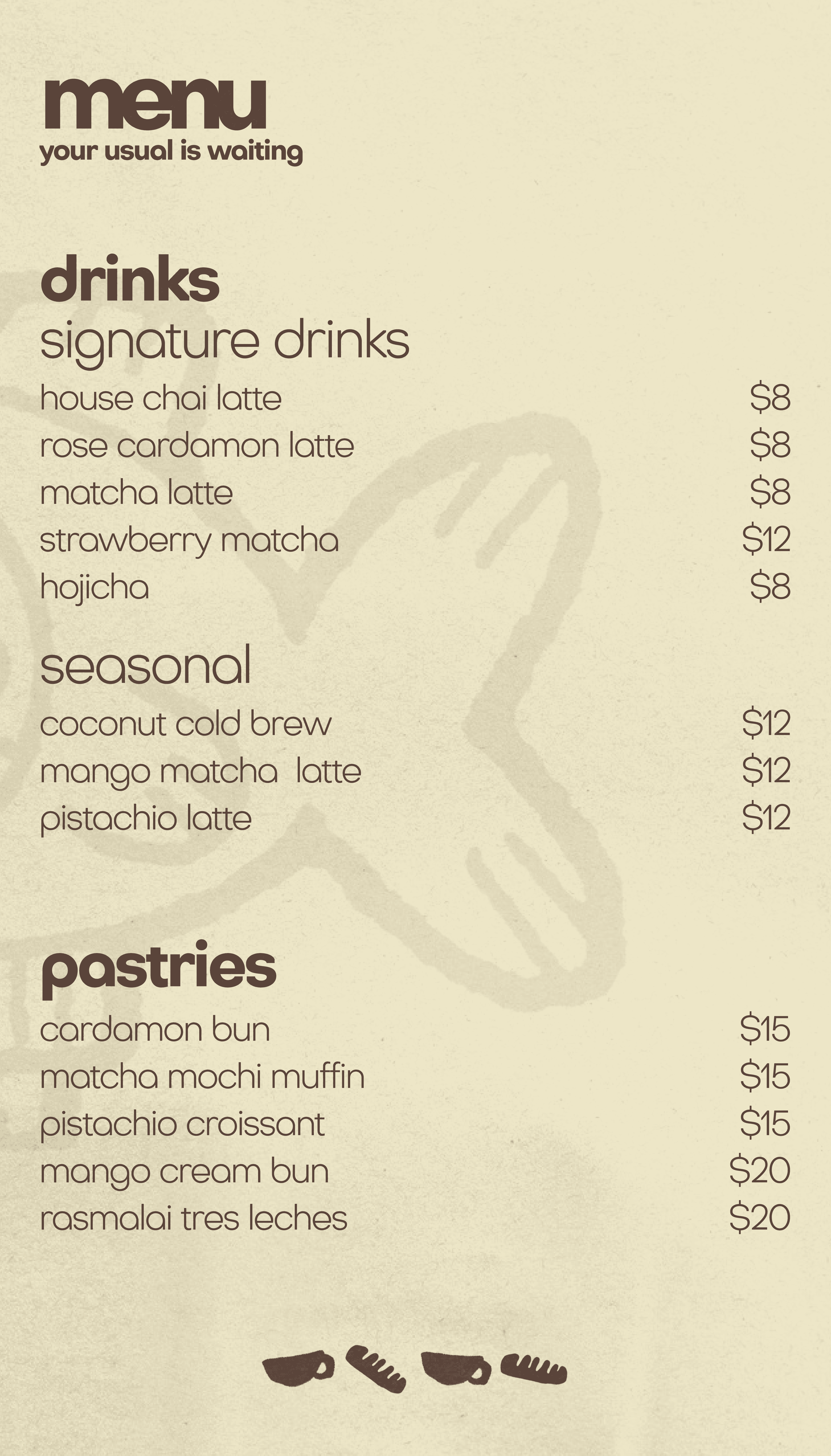 NODI menu design