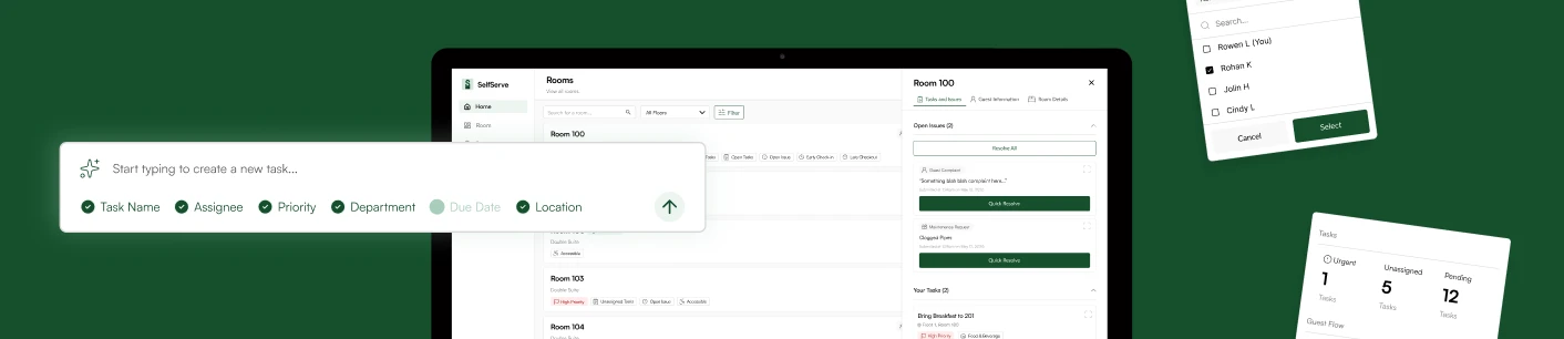 SelfServe product screenshots